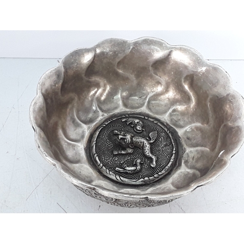 98 - Oriental white metal bowl