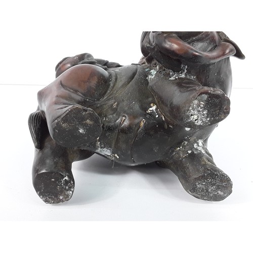110 - Oriental cast bronze elephant figure, 23cms in height