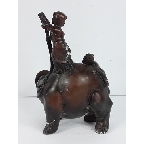 110 - Oriental cast bronze elephant figure, 23cms in height