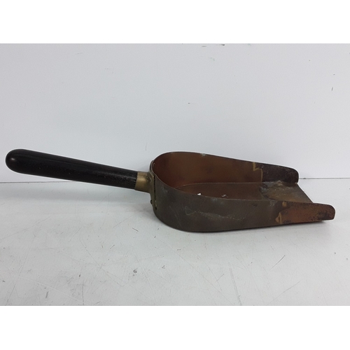 113 - Victorian ebony & copper Bankers shovel