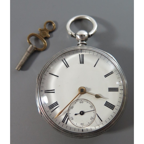 118 - A Victorian Silver Cased Open Dial Pocket Watch with key wound chain driven fusee movement signed Br... 