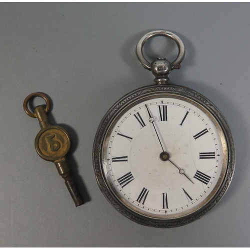 120 - A Victorian Silver Cased Open Dial Pocket Watch, the key wound movement signed A.H. Drinkwater of Co... 