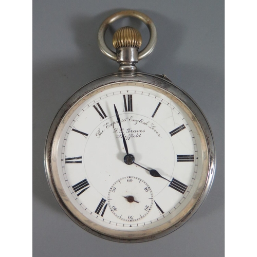 123 - 'The Express English Lever' An Edward VII Silver Cased Open Dial Keyless Pocket Watch, the enameled ... 