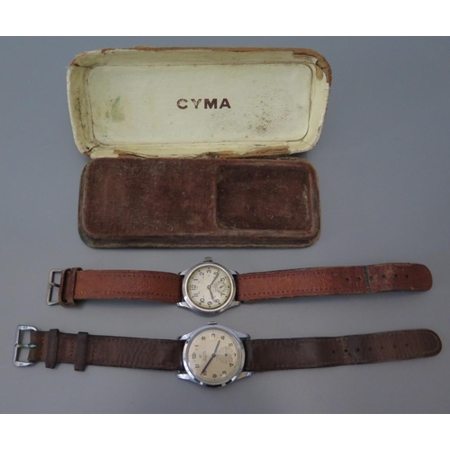 129 - A Cyma Triplex Cymaflex Manual Wind Wristwatch in box and running c. 1950's AND Swiss Made Shock Abs... 