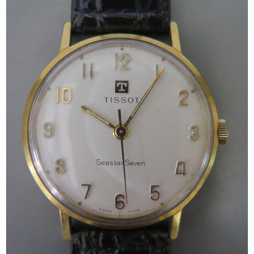 138 - A Tissot Gent's  Seastar Seven Manual Wind Gold Plated Cased Wristwatch, running