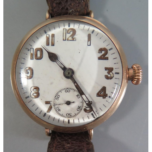 156 - A Swiss Gent's 9ct Gold Dennison Cased Manual Wind Wristwatch, needs attention