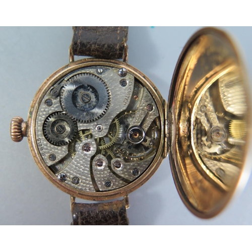 156 - A Swiss Gent's 9ct Gold Dennison Cased Manual Wind Wristwatch, needs attention