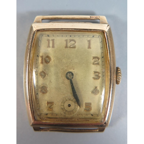 159 - A 9ct Gold Cased Gent's Manual Wind Wristwatch with 15 jewel movement, running (seconds hand missing... 