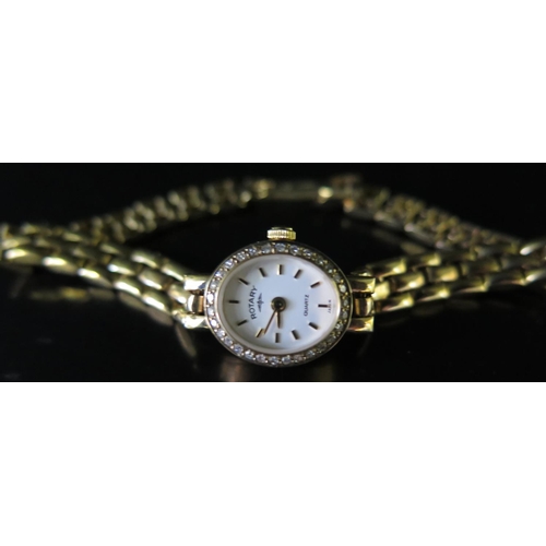 162 - A Rotary Ladies 9ct Gold and Diamond Set Quartz Wristwatch, boxed and with receipt dated 17.07.92, 1... 