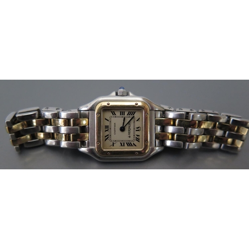 165 - A Cartier Panthere Ladies Gold and Steel Wristwatch with original bracelet, case back marked 1120 PL... 