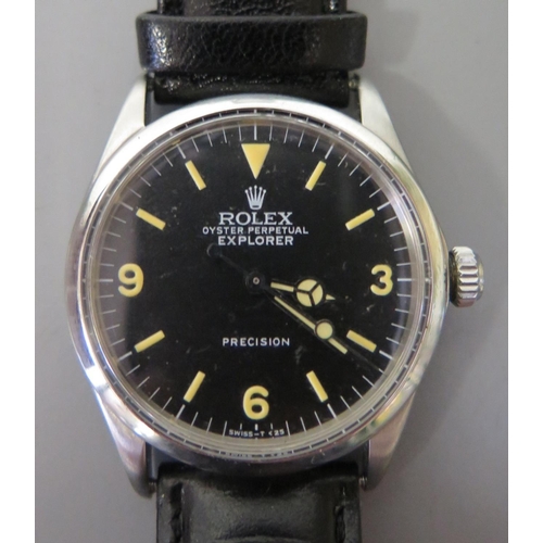 173 - A Rolex Oyster Perpetual Explorer Precision with black dial and Arabic numerals at 3, 6 & 9. Cal. 15... 