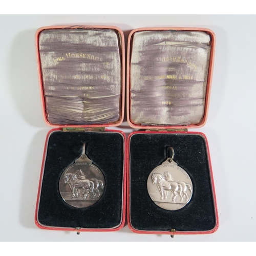 265 - Two Shire Horse Society Silver Medallions by Mappin & Webb