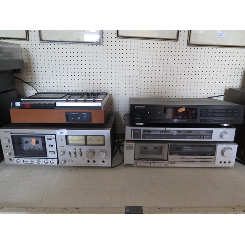 286 - A Sony Stereo Cassette Deck TC-229SD, Hitachi Tape Deck Model D-E33, Pioneer Stereo Tuner TX-540L, P... 