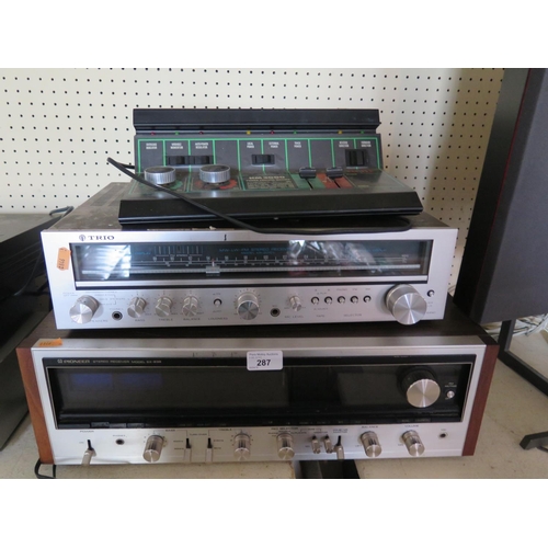 287 - Trio Stereo Receiver Model KR-2010L, Pioneer Stereo Receiver Model SX-838 and HM3000 Power Control M... 