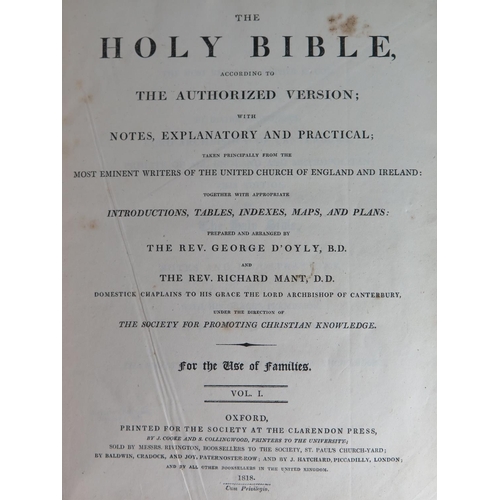 302 - The Holy Bible authorised by Rev. George D'Oyly and Rev. Richard Mant Clarendon Press 1818 in three ... 