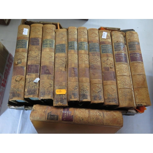 303 - The Novels of Sir Walter Scott, Robert Cadell 1843 in five volume bound in half leather and marbled ... 