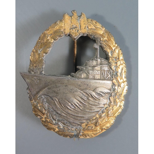 366 - From the Charles Hume-Smith Collection: A WWII Nazi German Navy Destroyer Badge, maker Rudolph Souva... 