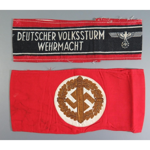 369 - From the Charles Hume-Smith Collection: A WWII Nazi German Deutscher Volkssturm Wehrmacht Armband AN... 