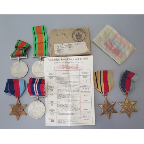 398 - A Collection of British WWII Medals including two Defence Medals, Campaign Medal, 2 x 1939-45 Star, ... 