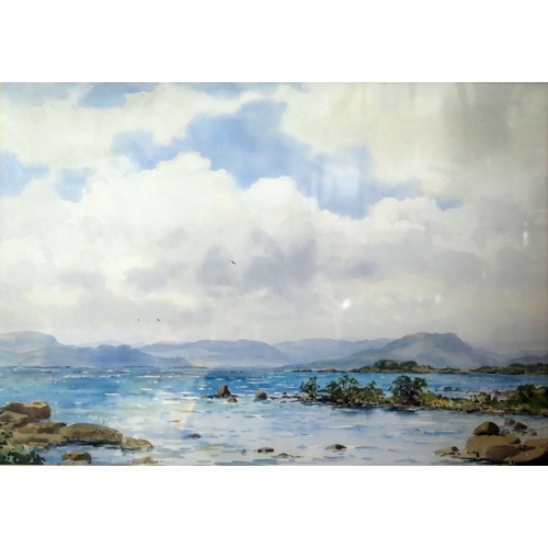 409 - Frank Egginton RCA FIAL (1908-1990), Lough Mask from Caher, Co. Mayo, watercolour, framed and glazed... 