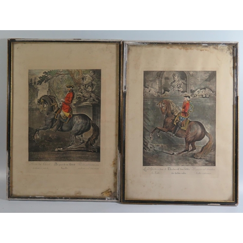 410 - A Set of Nine Equestrian Tinted Engravings, 18th/19th century, framed and glazed (framed 31 x 44cm),... 