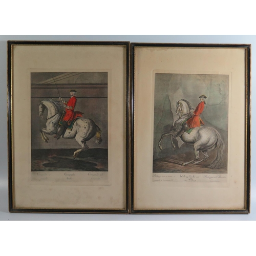 410 - A Set of Nine Equestrian Tinted Engravings, 18th/19th century, framed and glazed (framed 31 x 44cm),... 