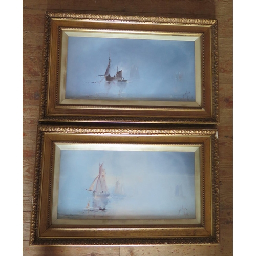 413 - Joshua King, A Pair of Maritime Scenes, gouache, framed and glazed, 59 x 28cm