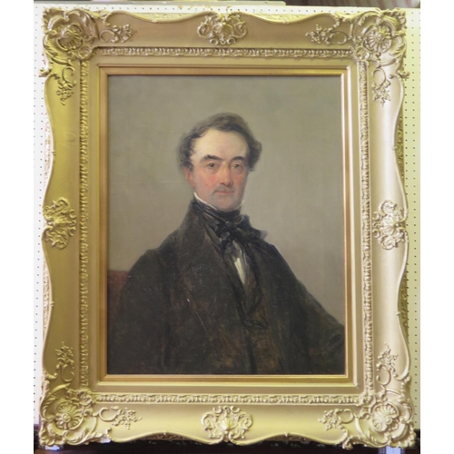 414 - A Victorian Half Length Portrait of a Gentleman, oil on canvas, gilt gesso frame, 72 x 57cm