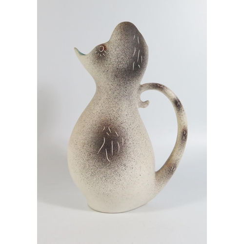 424 - Bruno Dose, Zoomorphic Cat Jug, 1960's Poterie de Breuil S'Arlat, 22cm