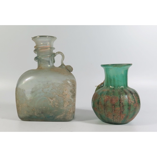 426 - A Paolo Rossi Venetian Green Glass Jug 11.5cm and one other 16.5cm