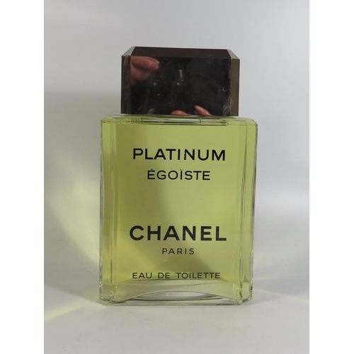 433 - A Chanel Platinum Egoiste Glass Shop Display Bottle, 27cm