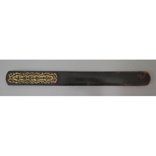 435 - A Nineteenth Century Tortoise Shell and Brass Inlaid page Turner, 32cm