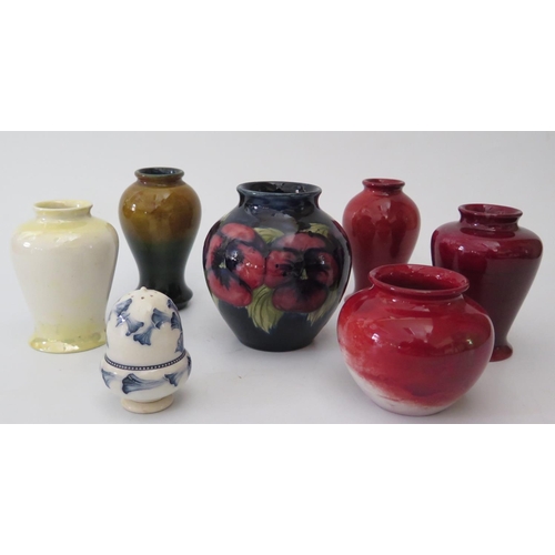 440 - Six Moorcroft Vases and MacIntyre pepper pot