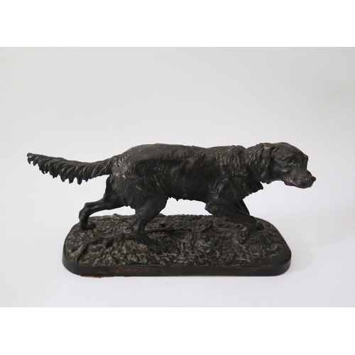 442a - A Nineteenth Century Cast Bronze Water Spaniel, 33cm long