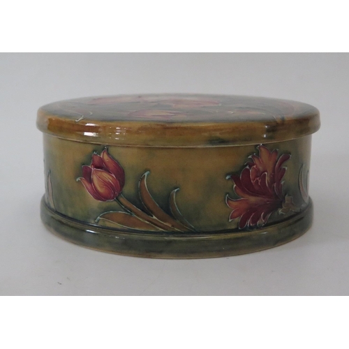 444 - A Moorcroft Spanish Pattern Circular Box and Cover, underside of lid and pot signed, impressed 1252 ... 