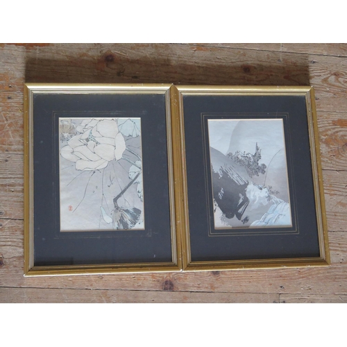 465 - Two Japanese Meiji Period Woodblock Prints, framed and glazed, 20 x 14.5cm *PHONE IN 10*