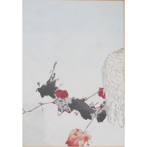 466 - A Chinese? Picture of A Bird on Branch, signed, 20 x 14cm, framed and glazed