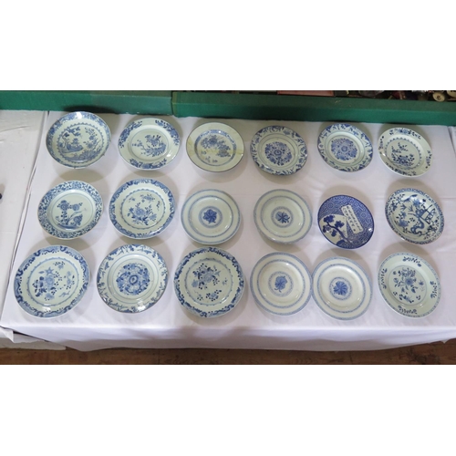 470 - Eighteen Chinese Blue and White Plates, mainly 18th century