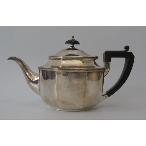 69 - A Sterling Silver Teapot of Hexagonal Form, marks rubbed, 467g