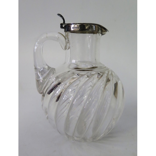 74 - A Victorian Silver Top Glass Jug, London 1888, Hukin & Heath, 13cm