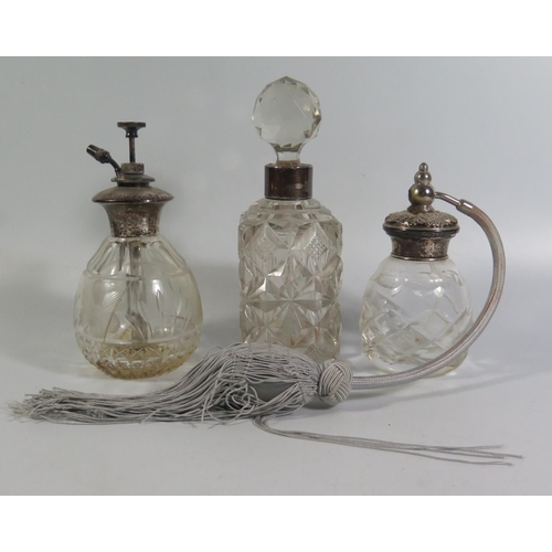 80 - Two Silver Top Cut Glass Atomisers and scent bottle