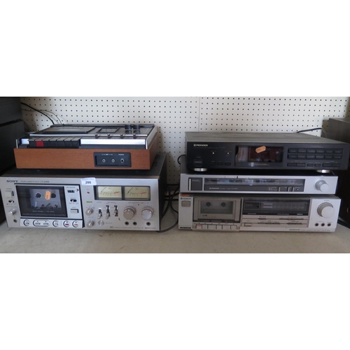 286 - A Sony Stereo Cassette Deck TC-229SD, Hitachi Tape Deck Model D-E33, Pioneer Stereo Tuner TX-540L, P... 