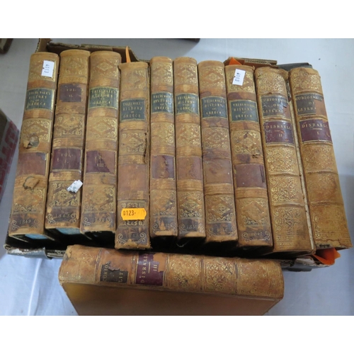 303 - The Novels of Sir Walter Scott, Robert Cadell 1843 in five volume bound in half leather and marbled ... 