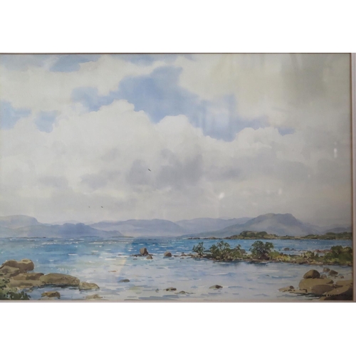 409 - Frank Egginton RCA FIAL (1908-1990), Lough Mask from Caher, Co. Mayo, watercolour, framed and glazed... 