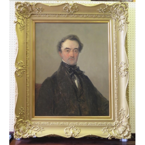 414 - A Victorian Half Length Portrait of a Gentleman, oil on canvas, gilt gesso frame, 72 x 57cm