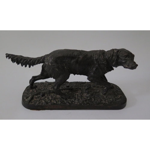 442a - A Nineteenth Century Cast Bronze Water Spaniel, 33cm long