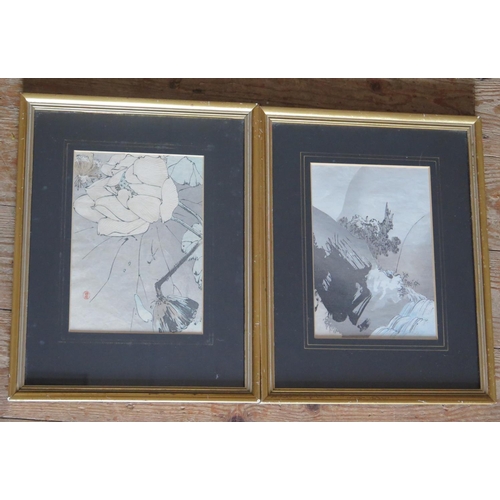 465 - Two Japanese Meiji Period Woodblock Prints, framed and glazed, 20 x 14.5cm *PHONE IN 10*