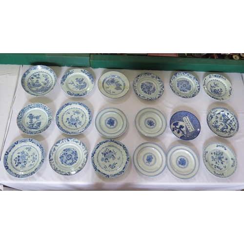 470 - Eighteen Chinese Blue and White Plates, mainly 18th century