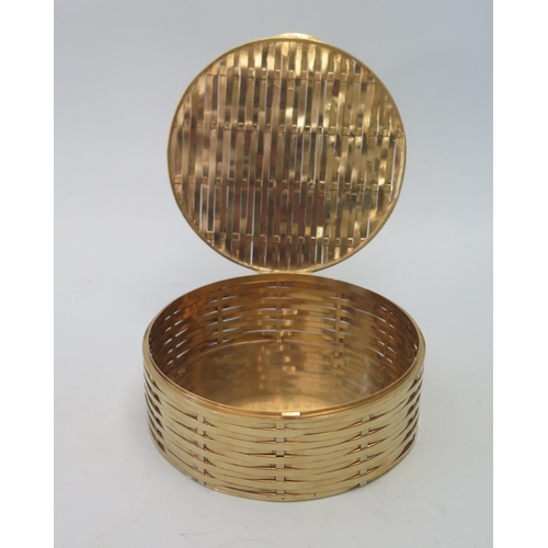 84a - A Tiffany & Co. Sterling Silver Gilt Basket Box, 15cm diam. x 5.2cm high, 426g