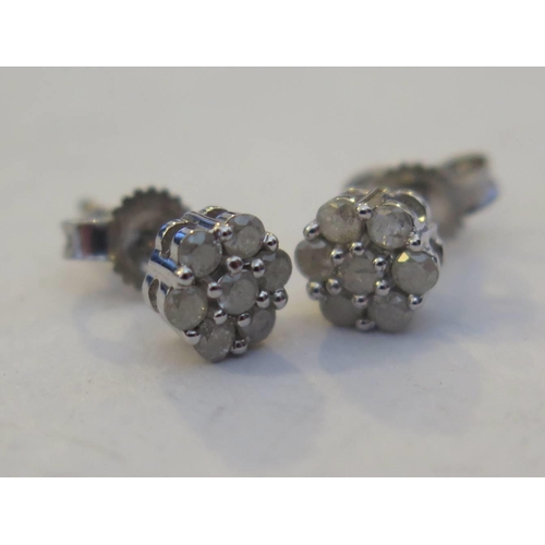 46b - A Pair of 9ct Gold Diamond Cluster Earrings